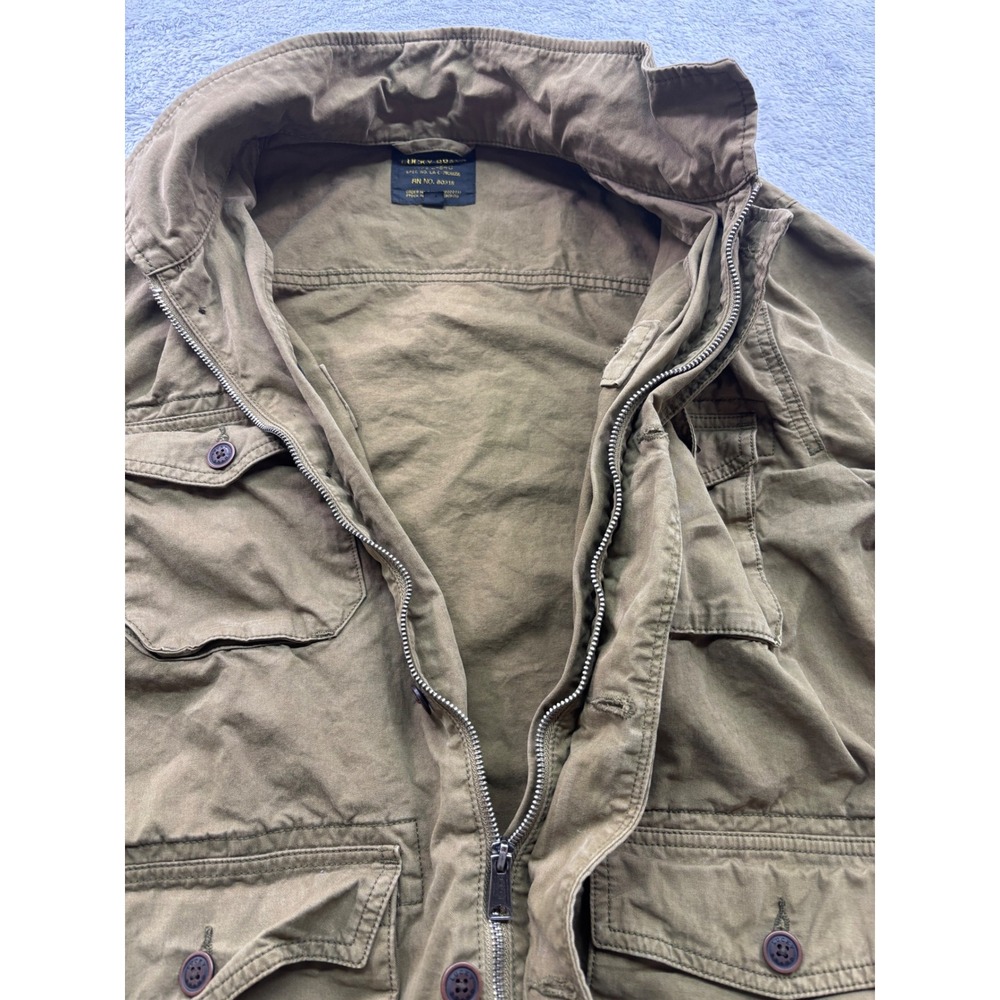 Lucky Brand Mens Utility Jacket Field Coat Tan 4 Pockets Zip Button Large - Picture 4 of 5
